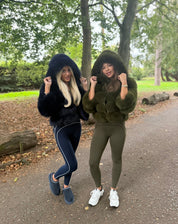Navy Blue fox fur hooded coat