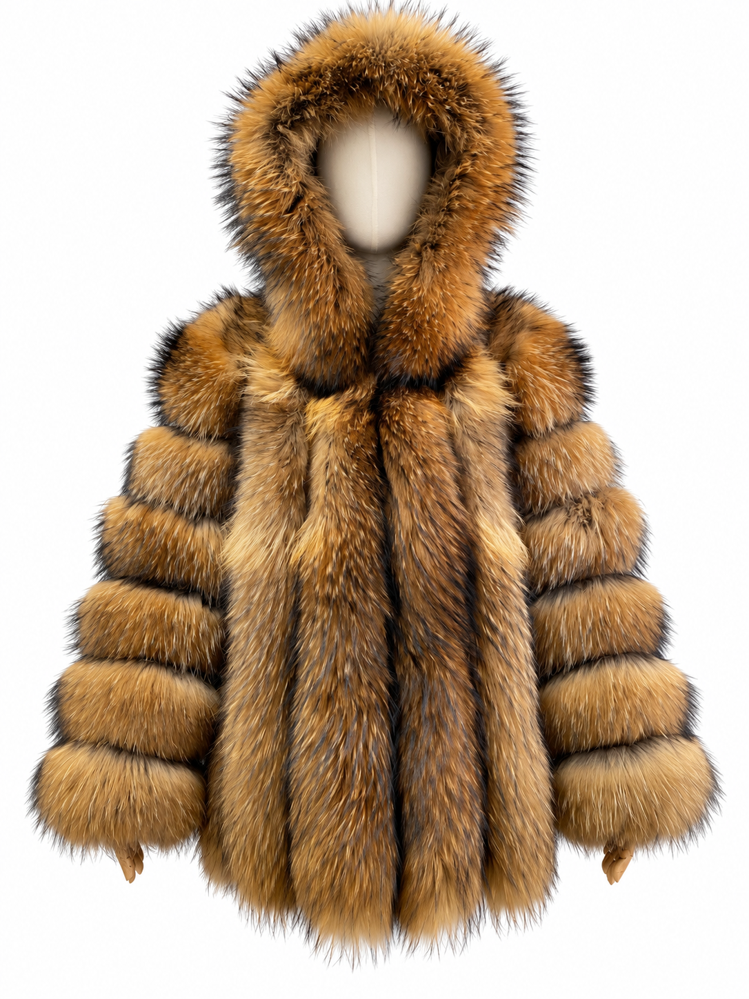 Racoon Vertical Fox Fur Coat
