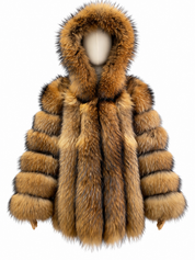 Racoon Vertical Fox Fur Coat