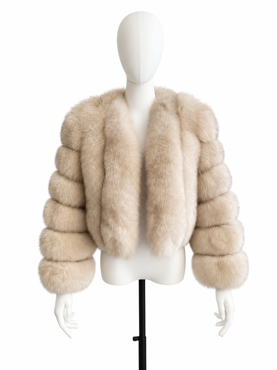 Latte Vertical Fox Fur Coat