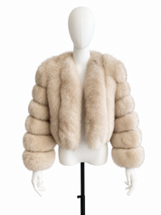 Latte Vertical Fox Fur Coat