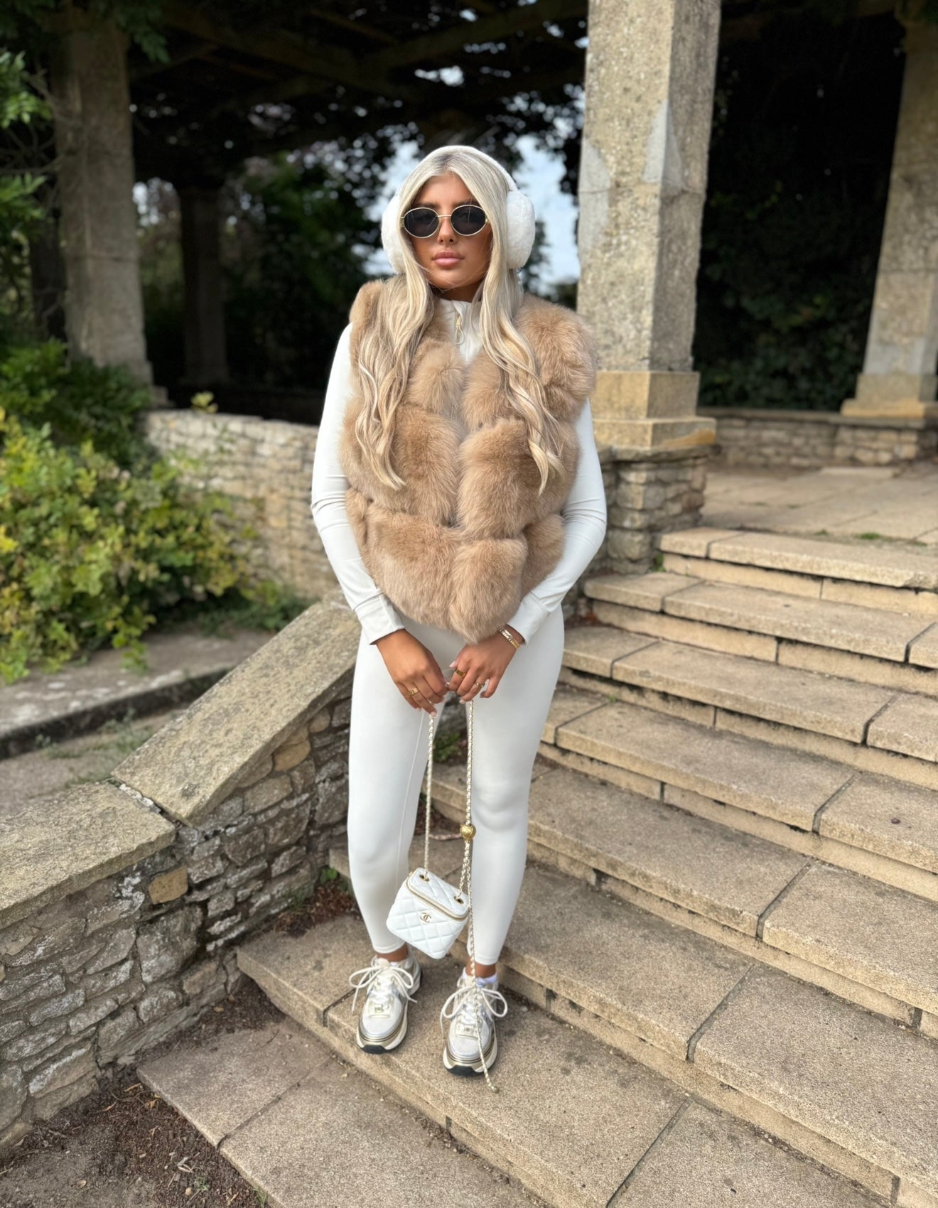 Premium Mocha fox fur body warmer