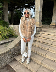 Premium Mocha fox fur body warmer