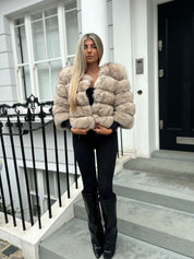 Premium Beige fox fur coat in stock