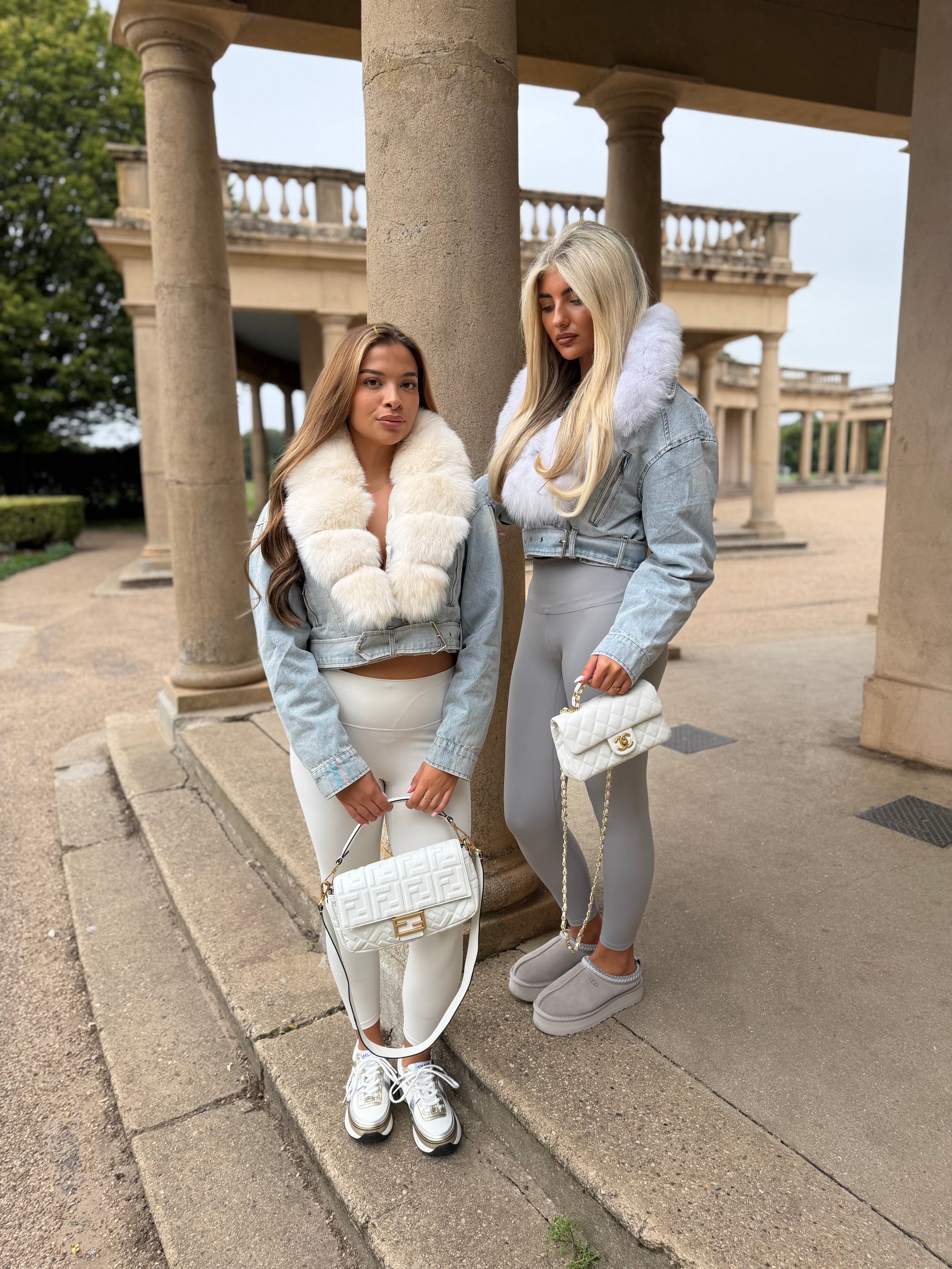 Winter White Fox Denim Puffer