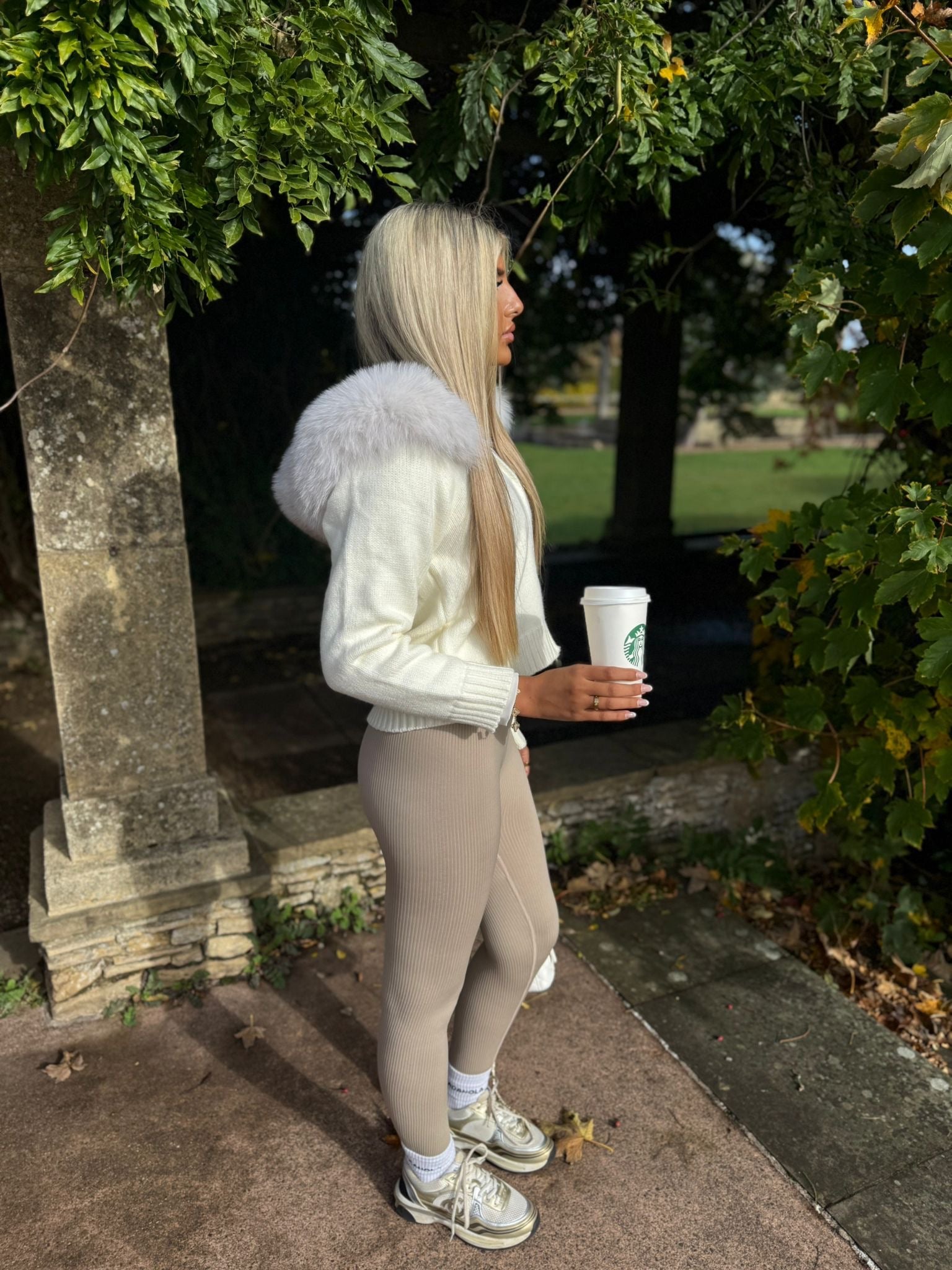 Winter White Knitted fox fur cardigan