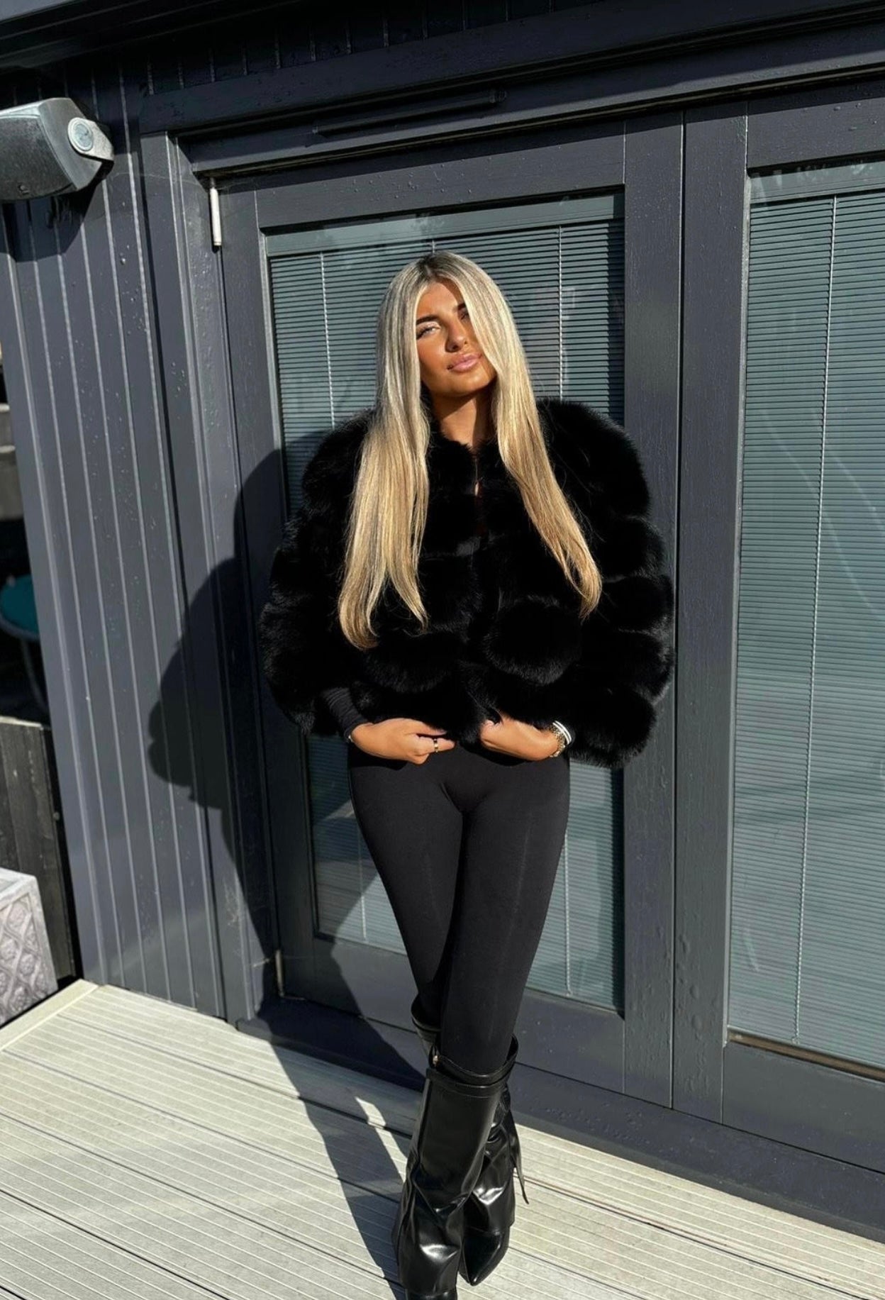Premium Black cropped fox fur