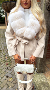 Cream Cashmere fox fur coat