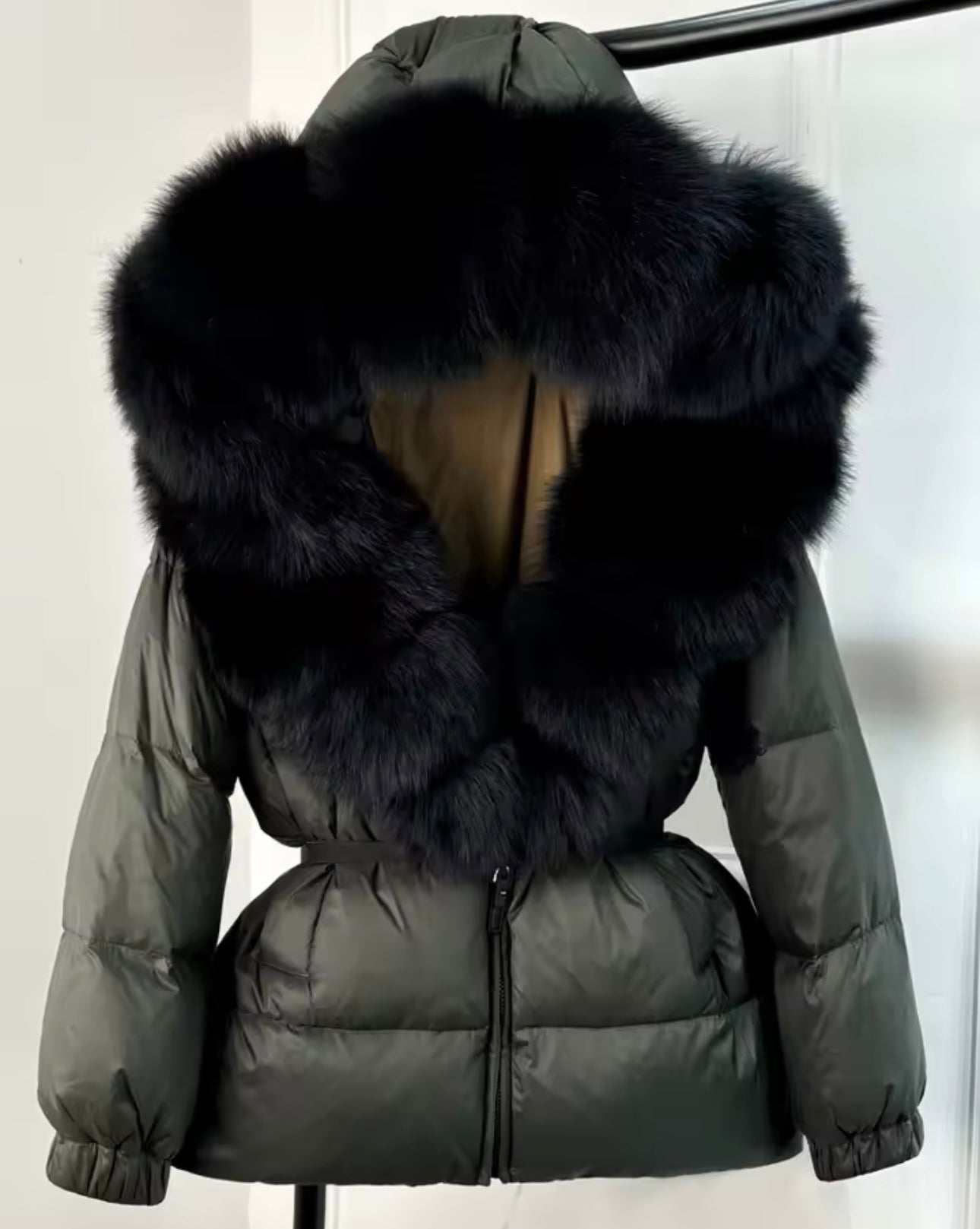 Dark grey & black fox fur coat
