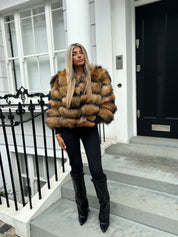 Premium Racoon brown Fur coat