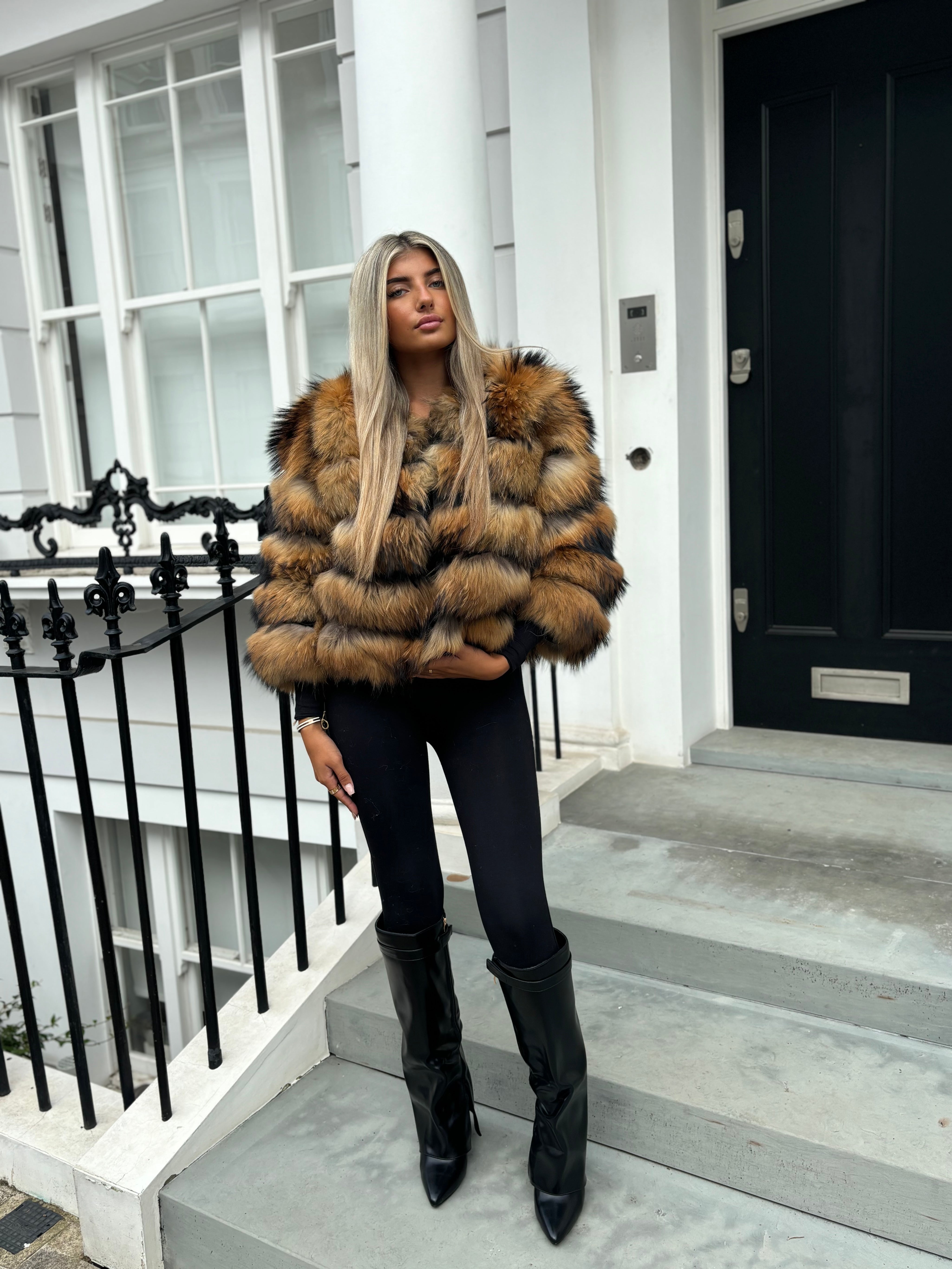 Premium Racoon brown Fur coat