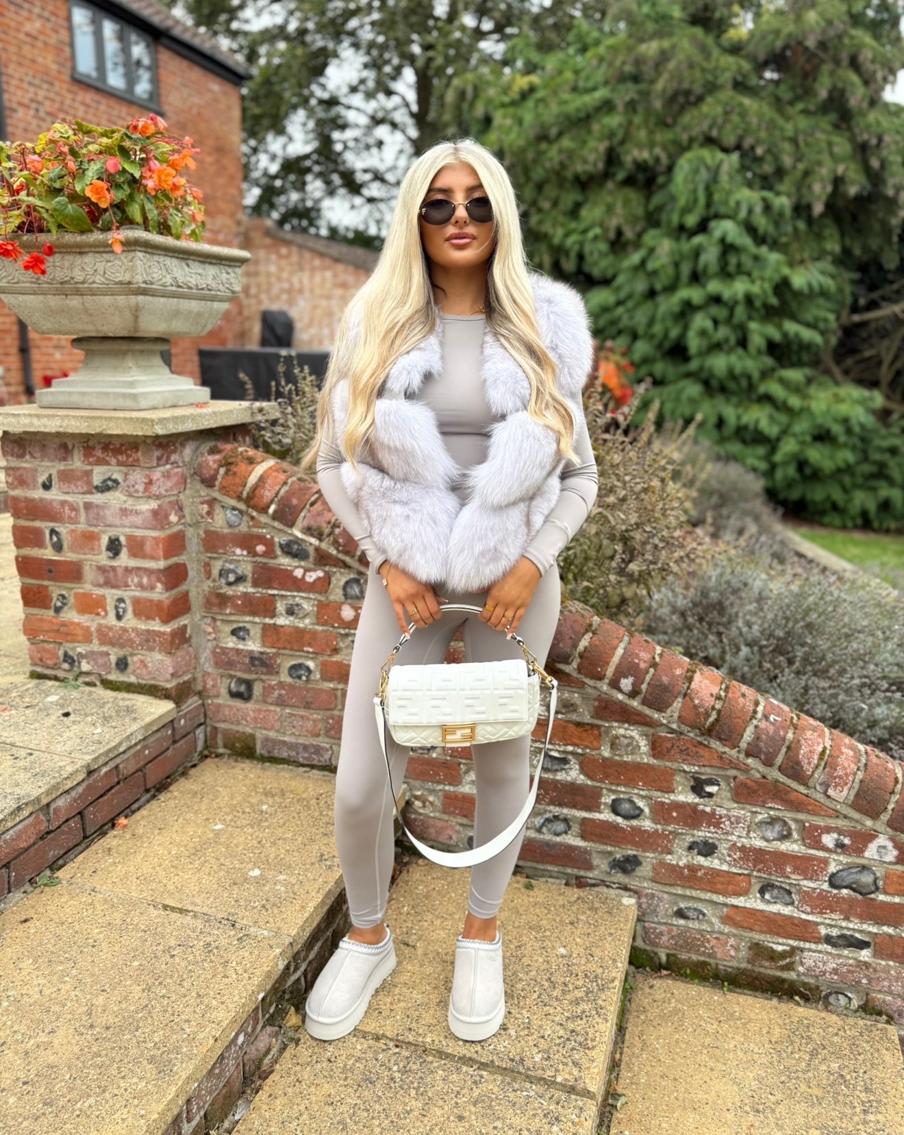 Premium Grey fox fur body warmer