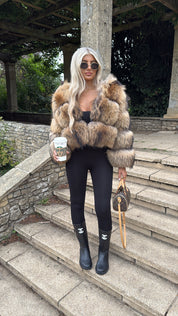 Racoon fur coat in stock