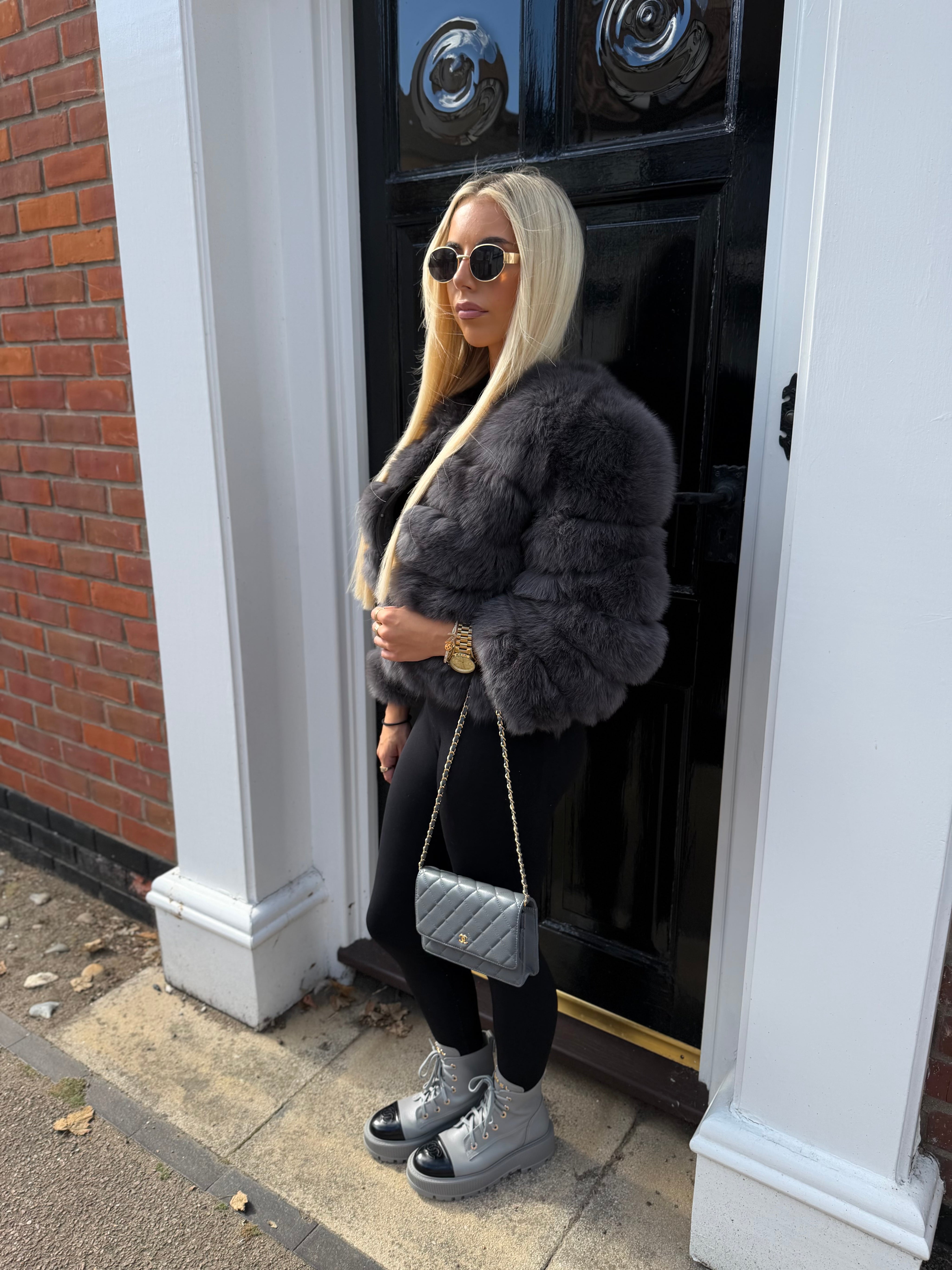 Charcoal Grey Fox Fur Coat