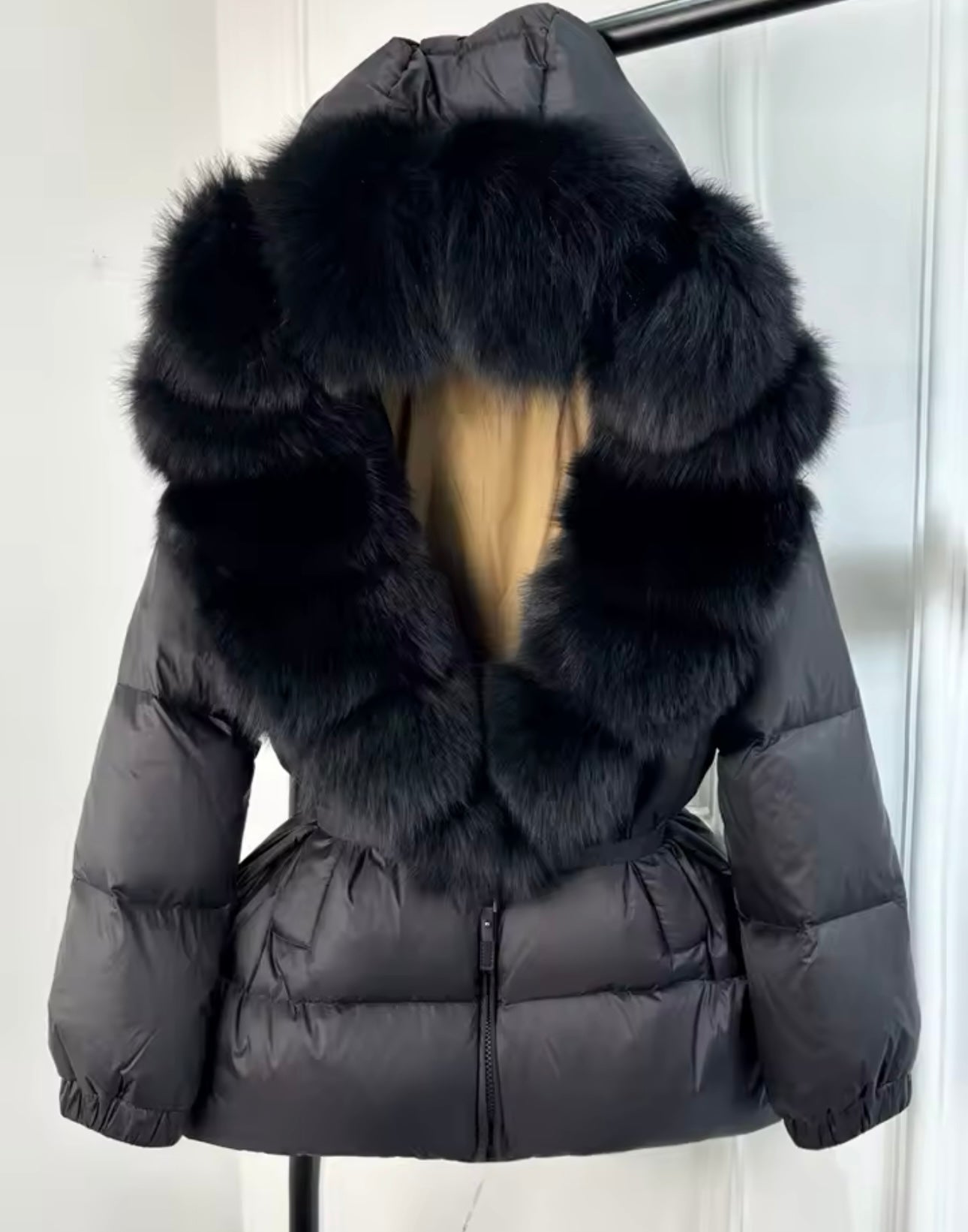 Black fox fur coat
