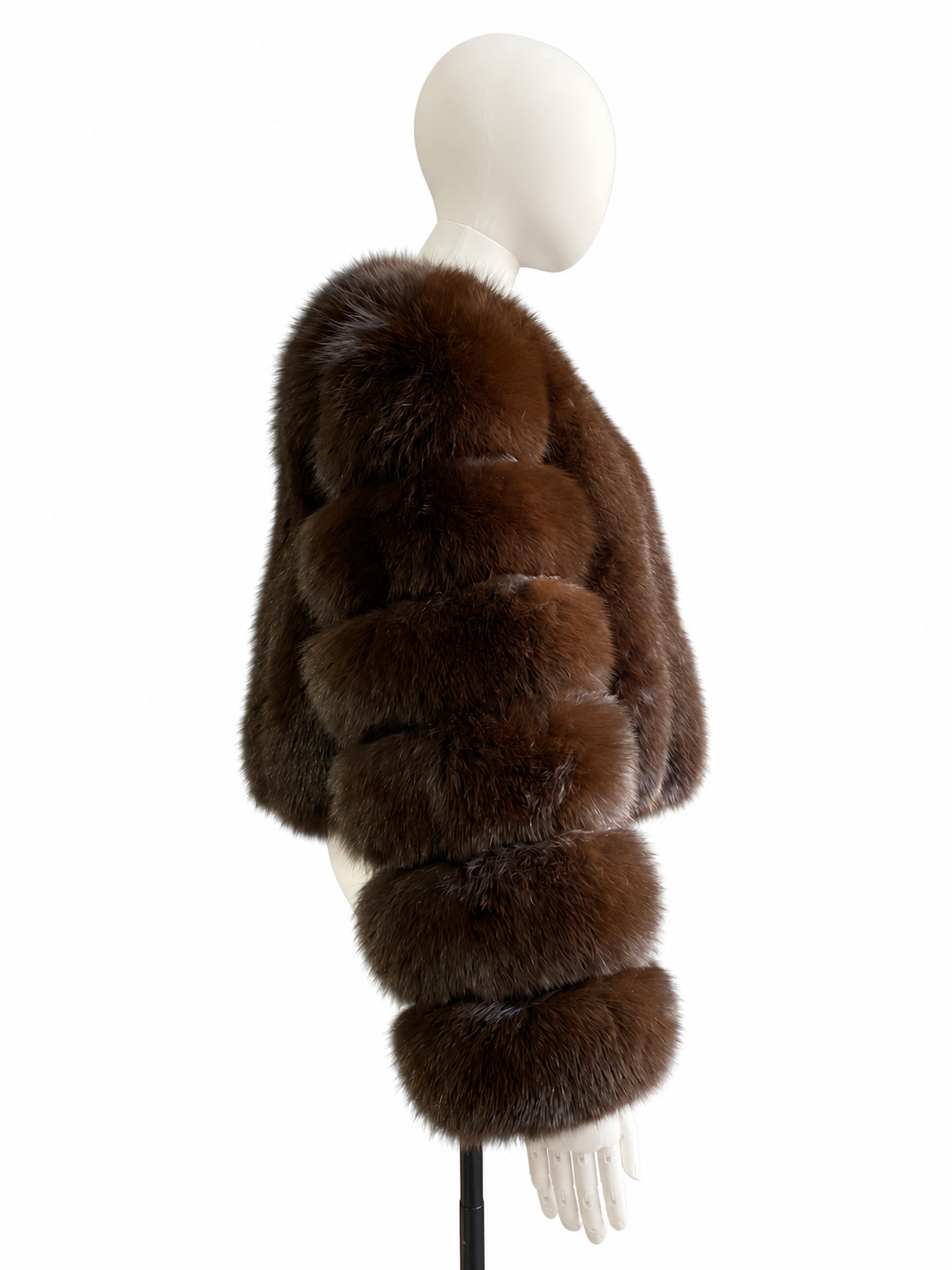 Chocolate Brown Vertical Fox Fur Coat