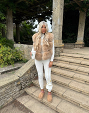 Premium Mocha fox fur body warmer