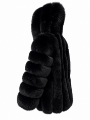 Midnight Black Vertical Fox Fur Coat