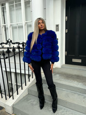 Premium Royal blue fox fur coat