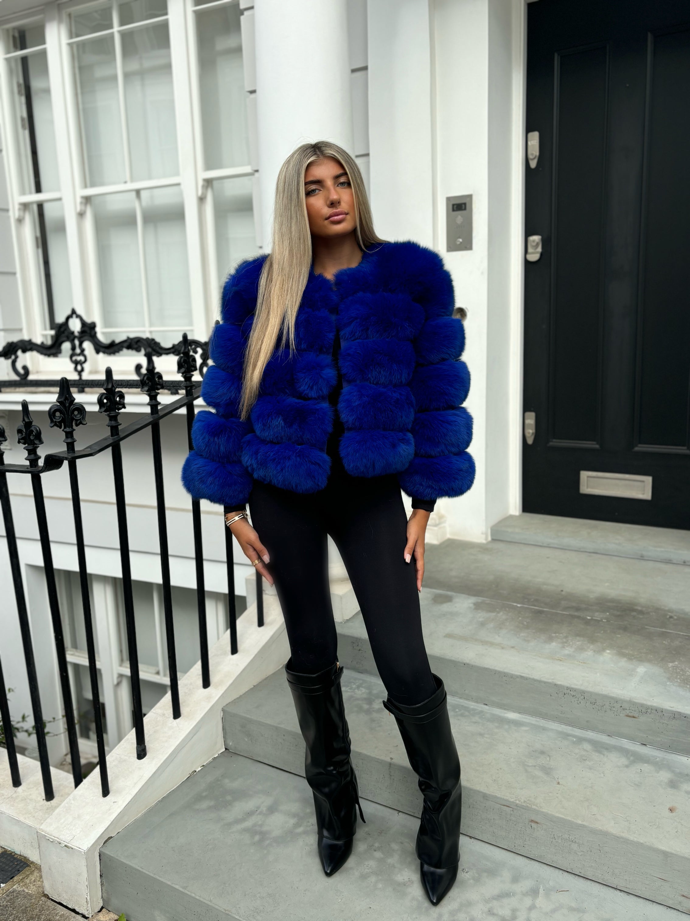 Premium Royal blue fox fur coat