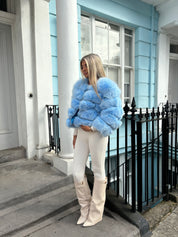 Premium Baby blue fox fur coat
