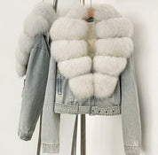 Pearl Fox Denim Puffer