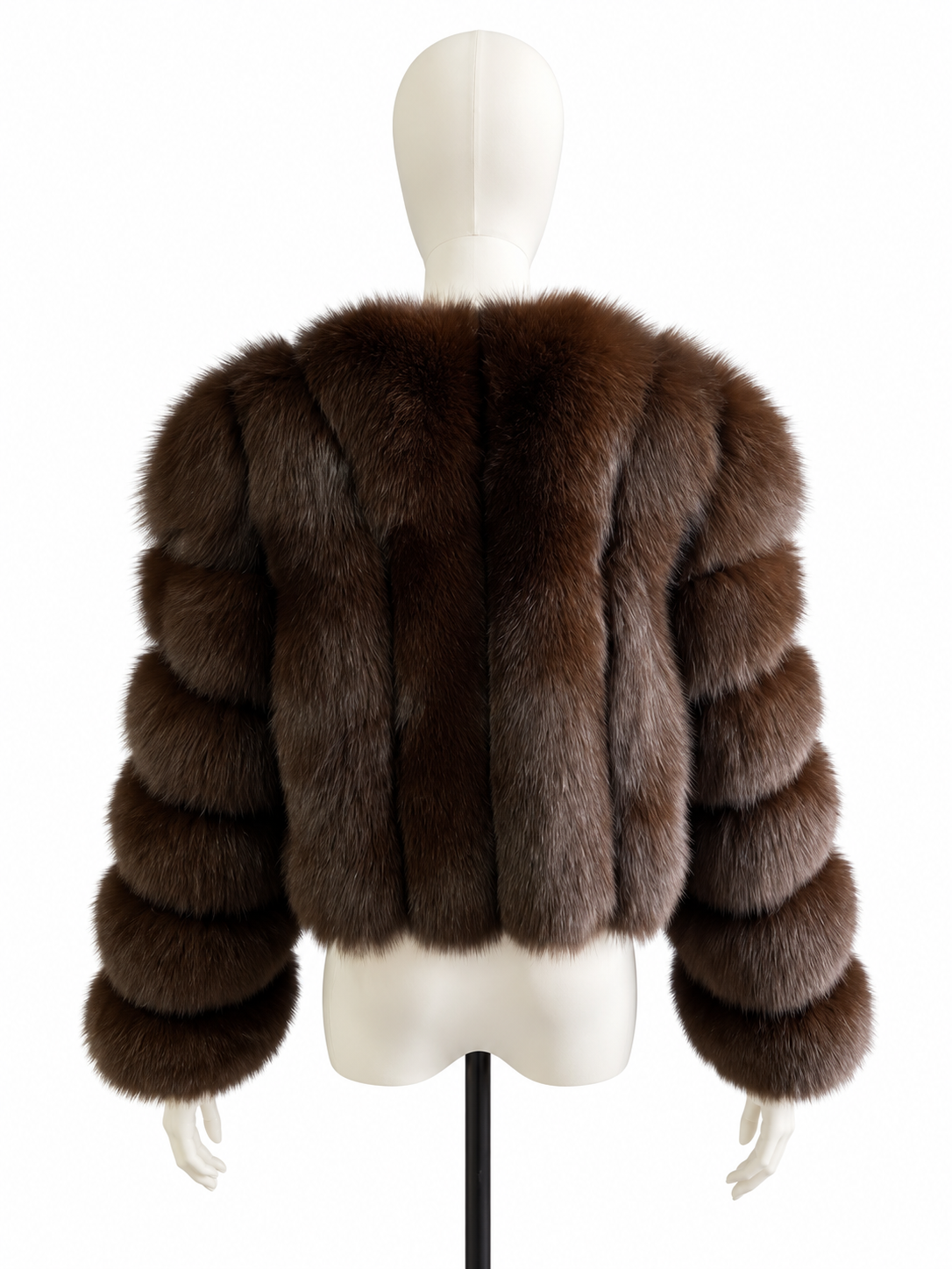 Chocolate Brown Vertical Fox Fur Coat