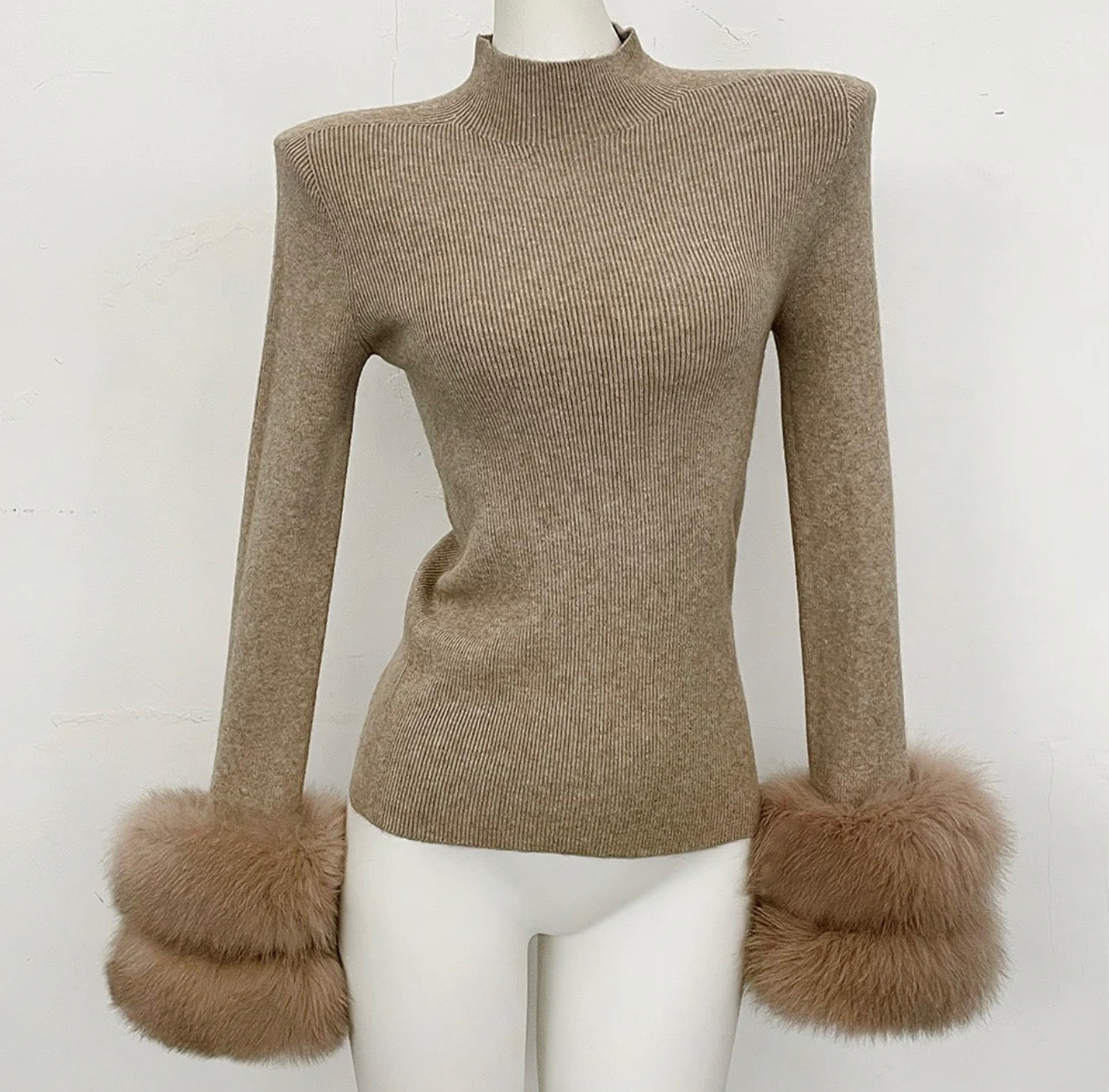 Beige Fox Fur Knit