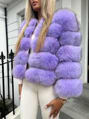 Premium Lilac purple fox fur coat