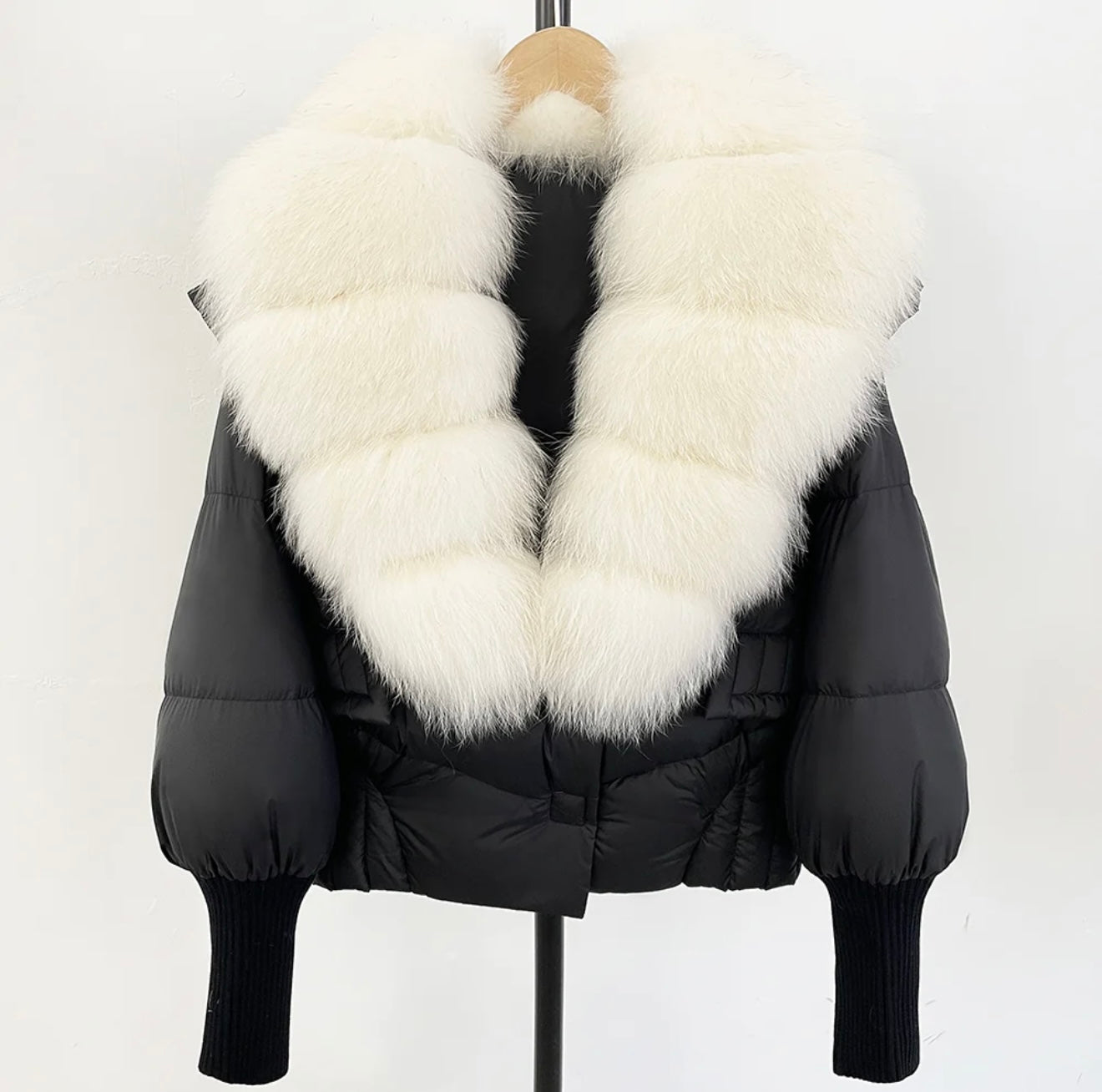 Black & Ivory Fox Puffer
