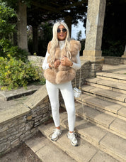 Premium Mocha fox fur body warmer