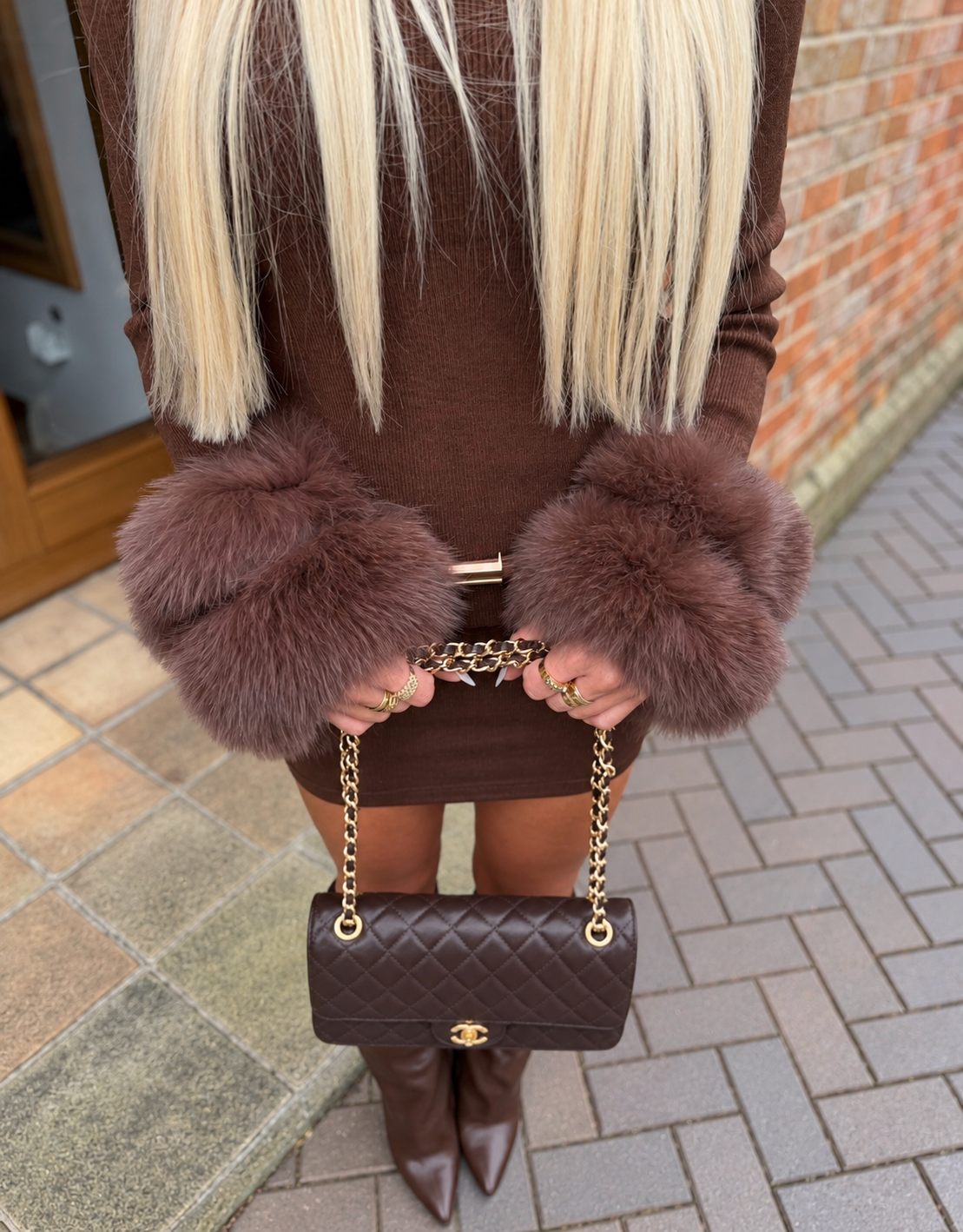 Chocolate fox fur knit