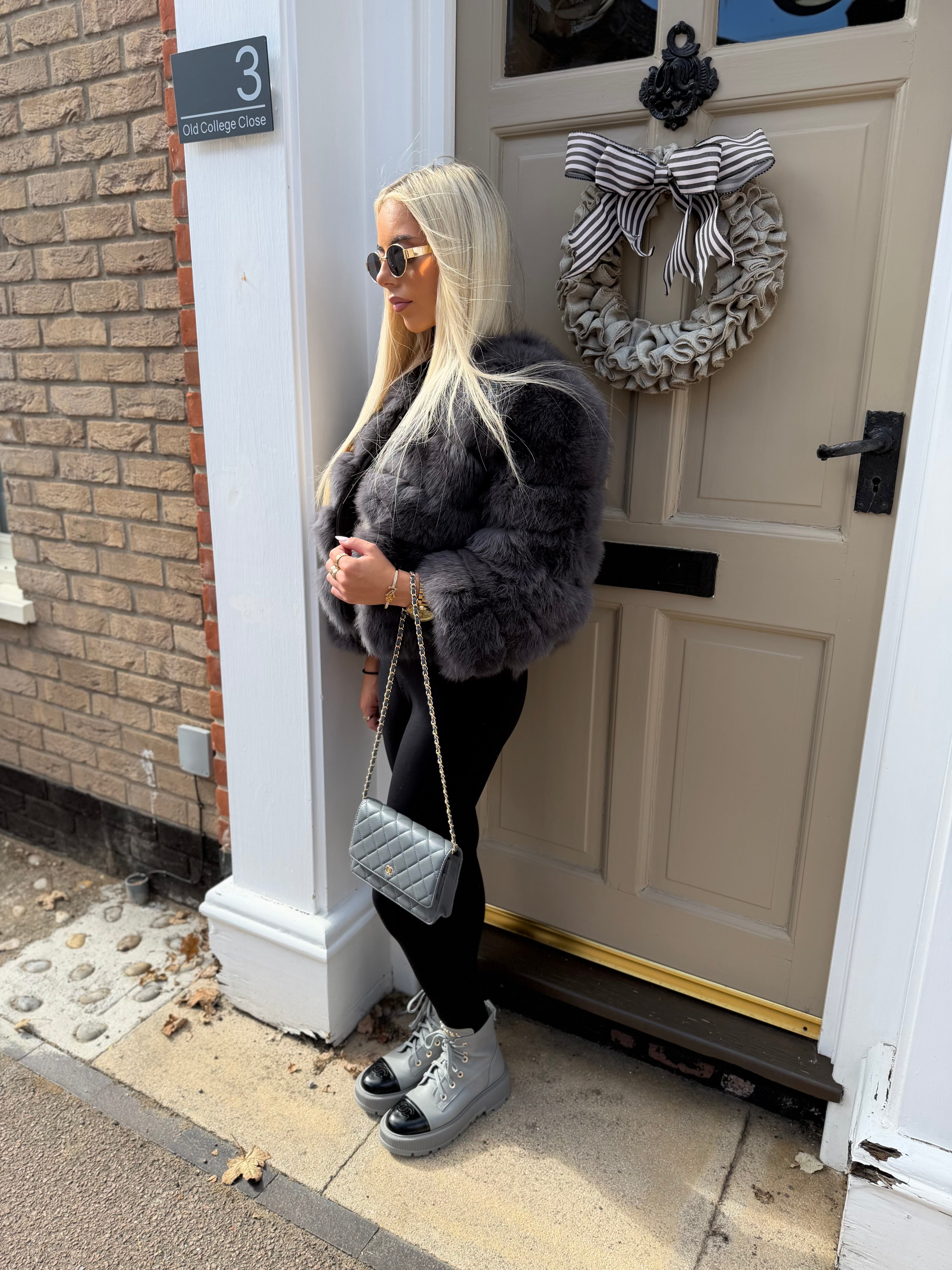Charcoal Grey Fox Fur Coat
