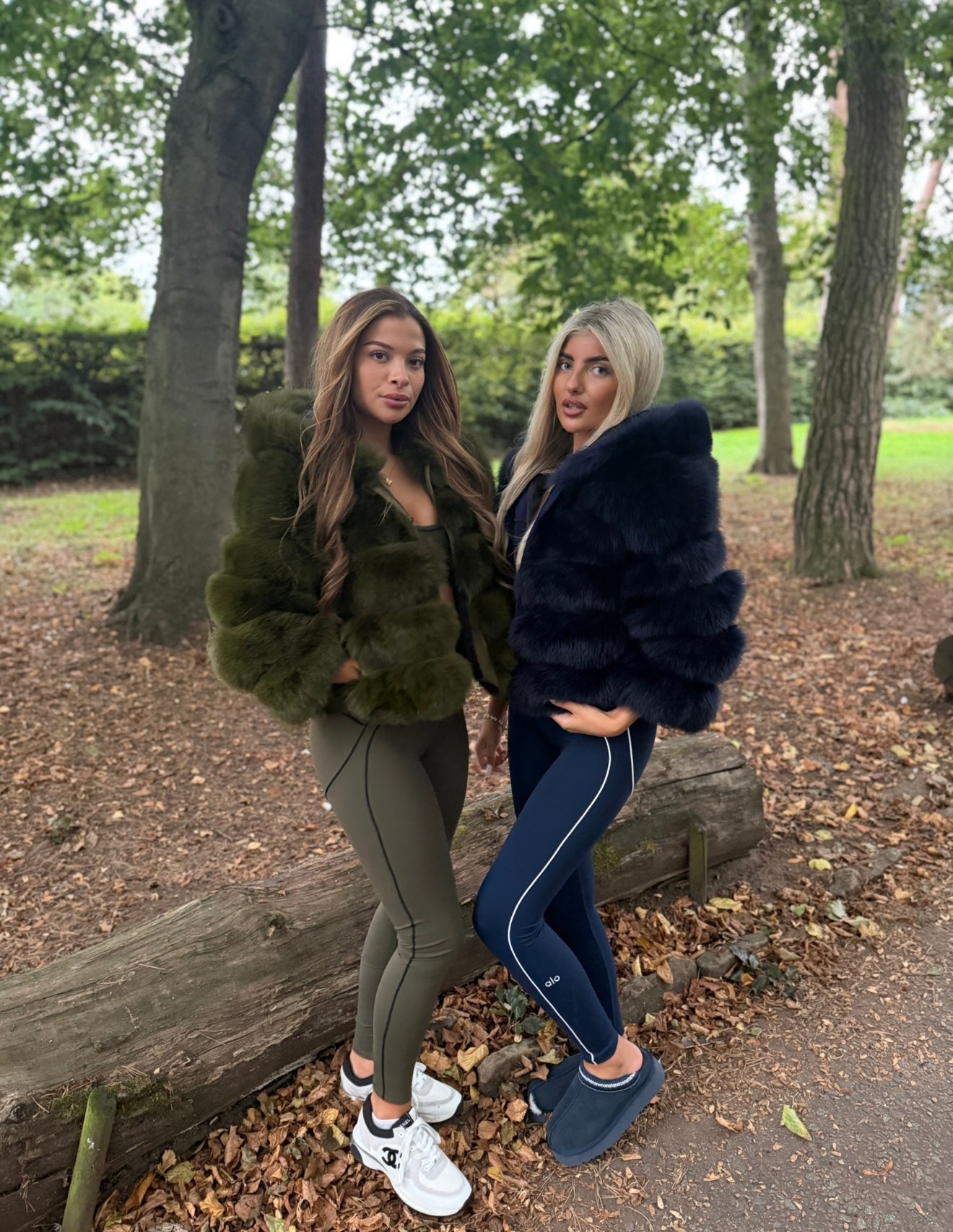 Navy Blue fox fur hooded coat