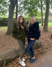 Navy Blue fox fur hooded coat