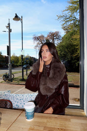 Coffee Fox Fur Jacket