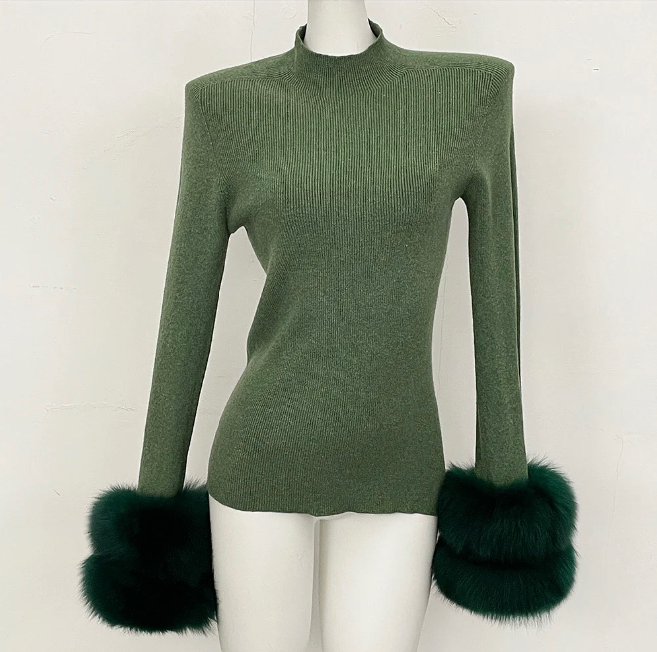 Deep Green Fox Fur Knit