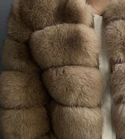 Premium Frost White Fox Fur Hooded Coat