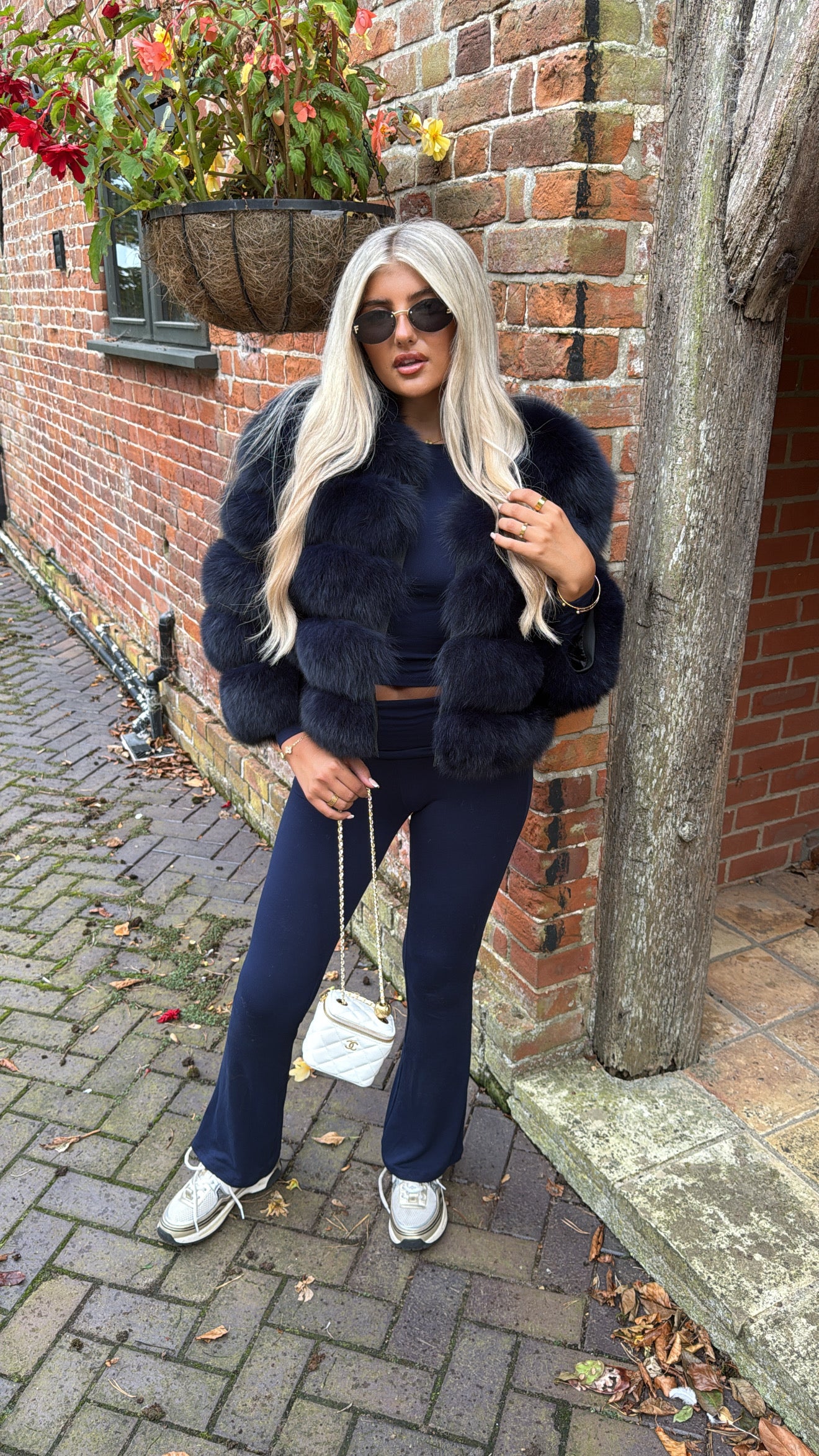 Premium Navy Blue Fox Fur coat