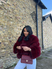 Premium Burgandy red fox fur coat