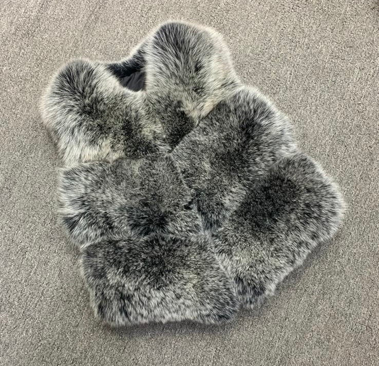 Premium black frost fox fur body warmer