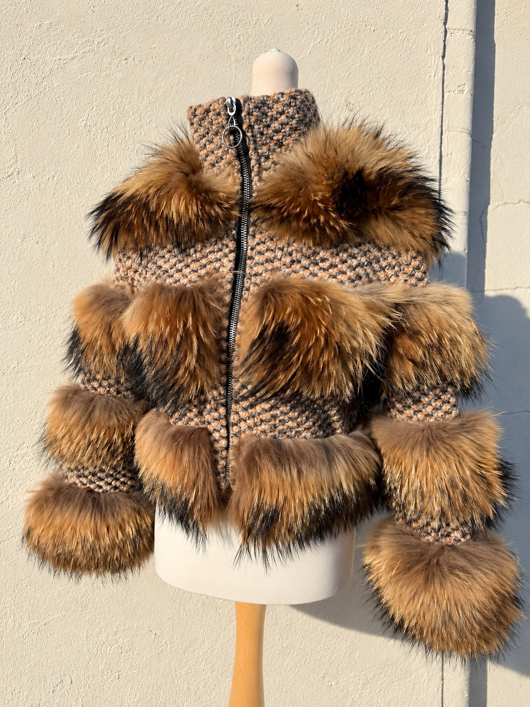 Racoon x Tweed Fur Coat