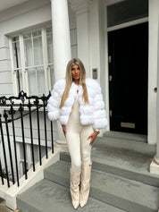 Premium Snow White fox fur coat
