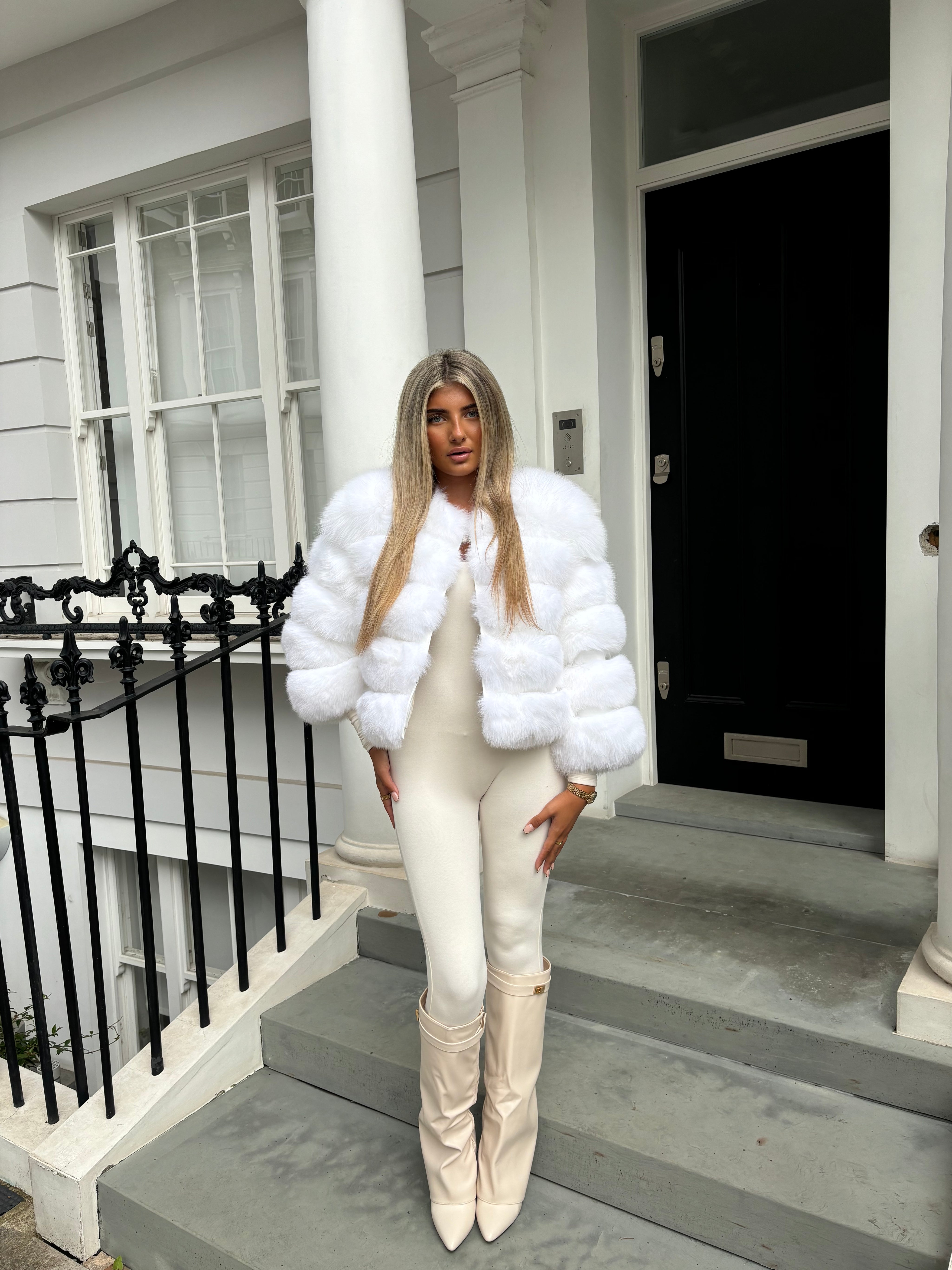 Premium Snow White fox fur coat