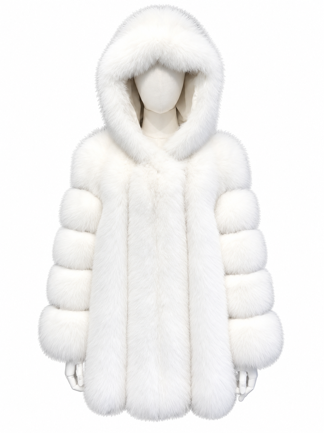 Arctic white vertical fox fur coat