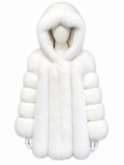 Arctic white vertical fox fur coat