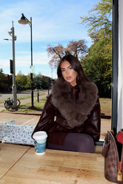 Coffee Fox Fur Jacket