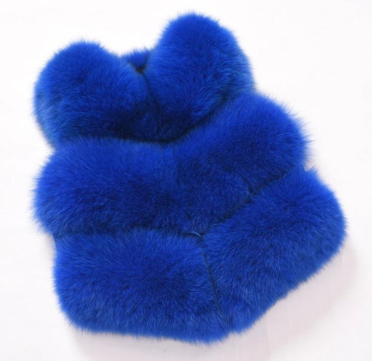 Premium Royal blue fox fur body warmer