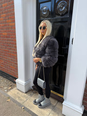 Charcoal Grey Fox Fur Coat