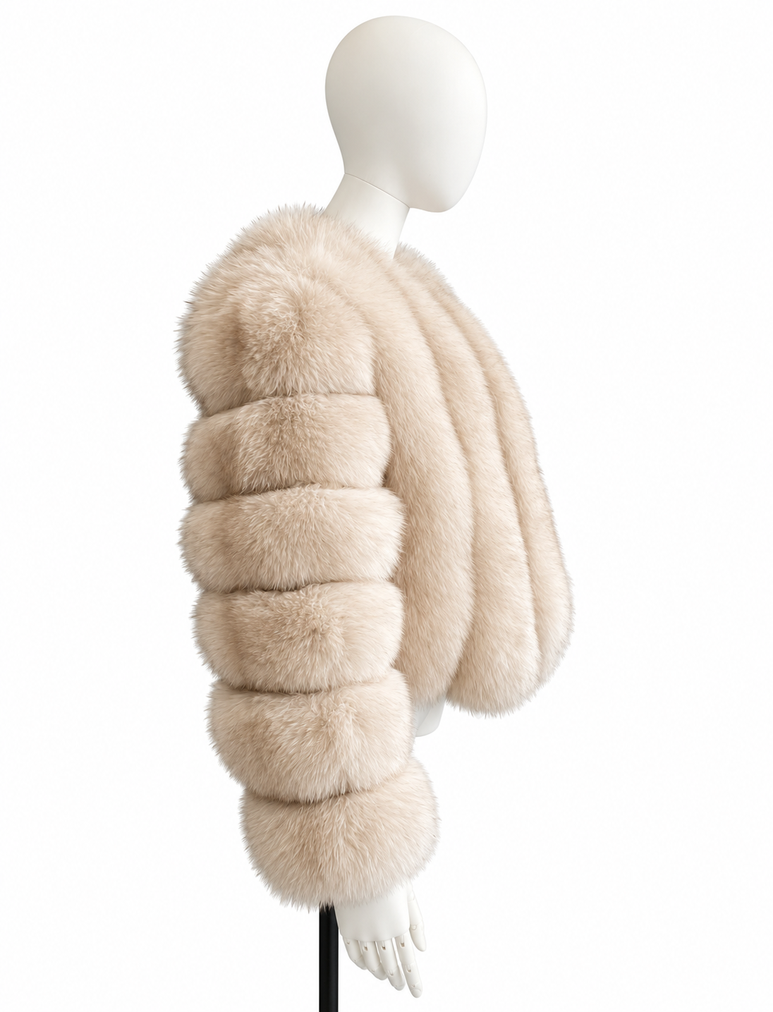 Latte Vertical Fox Fur Coat